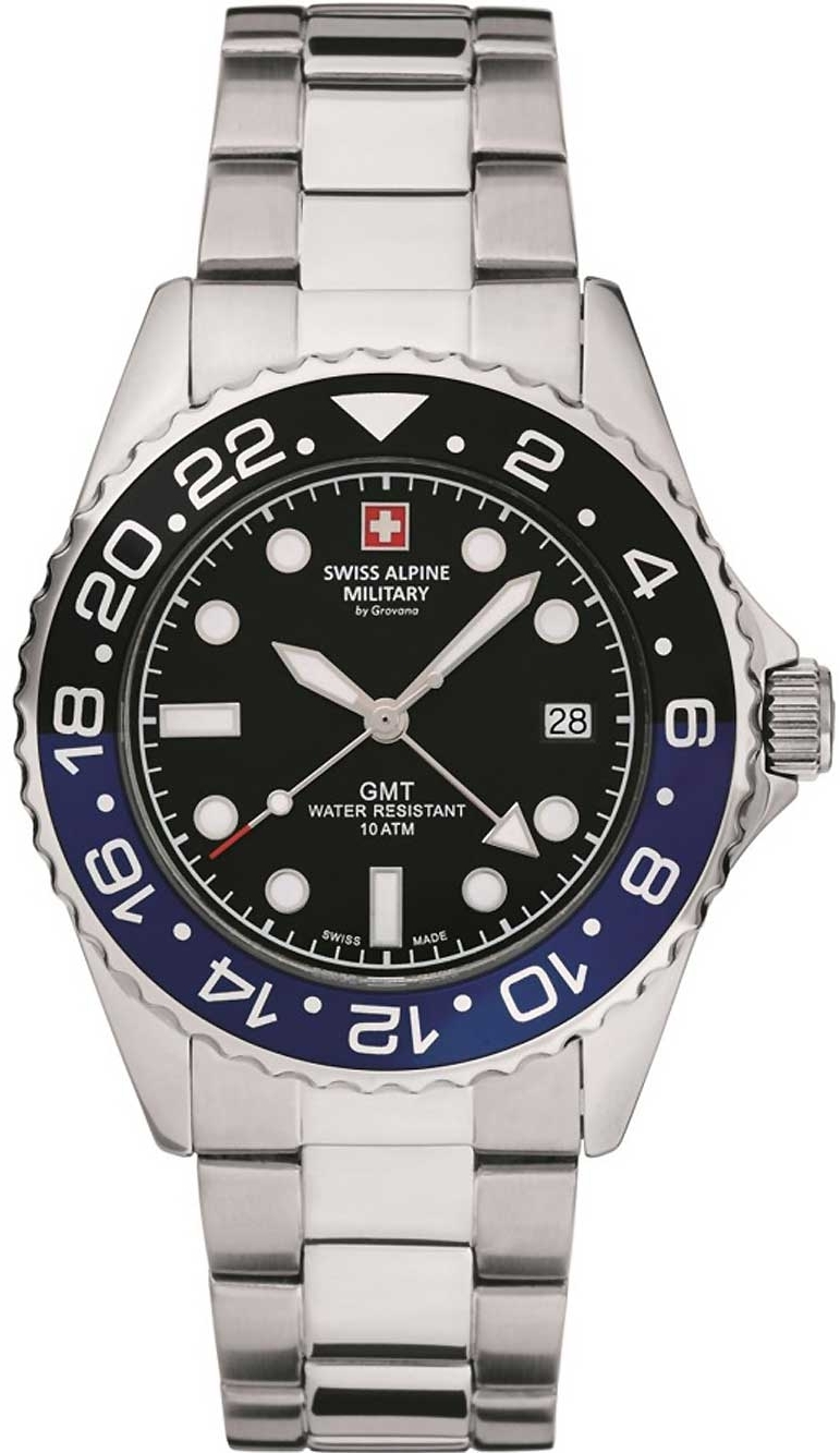 Swiss Alpine Military Herreklokke 7052.1132 GMT Sort/Stål Ø42 mm