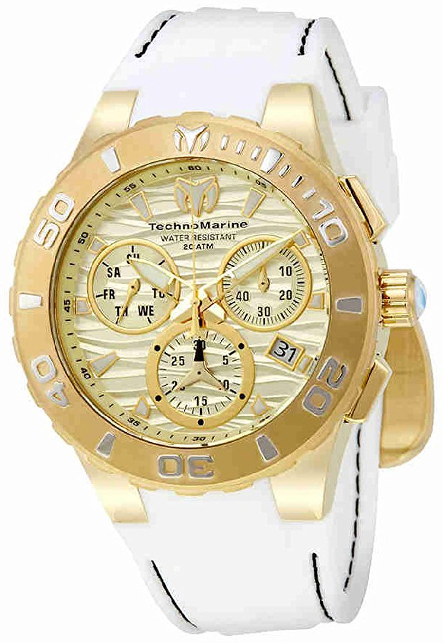 Technomarine Herreklokke TM-115078 Gull/Gummi Ø44 mm