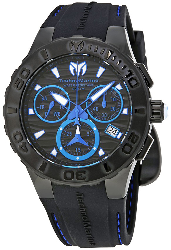 Technomarine Herreklokke TM-115080 Sort/Gummi Ø44 mm