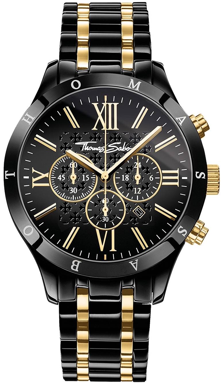 Thomas Sabo Herreklokke WA0264-278-203 Rebel Sort/Gulltonet stål