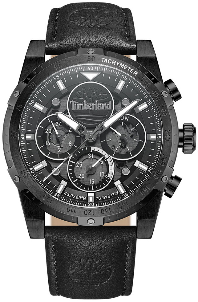 Timberland Herreklokke TDWGF0009402 Sherbrook Sort/Lær Ø46 mm