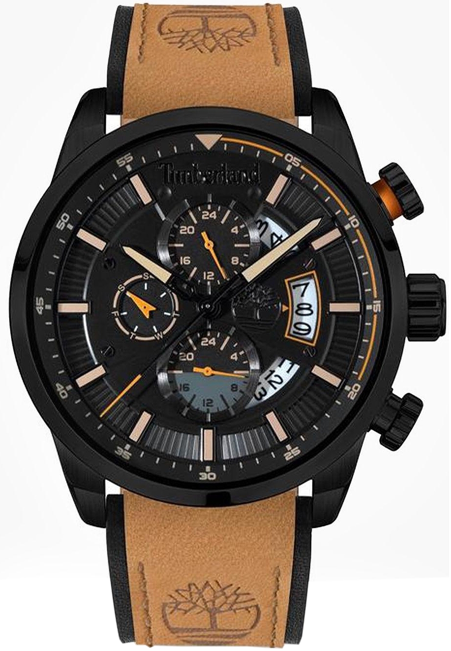 Timberland Herreklokke TDWGF2102603 Callahan Sort/Lær Ø47 mm