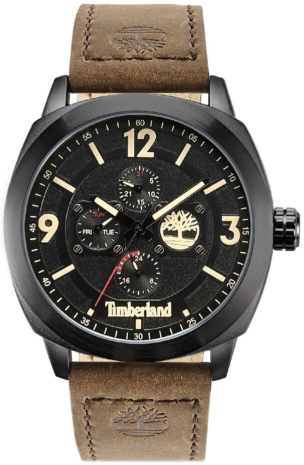 Timberland Herreklokke TDWGF9001801 Guelph-Z Sort/Lær Ø46 mm