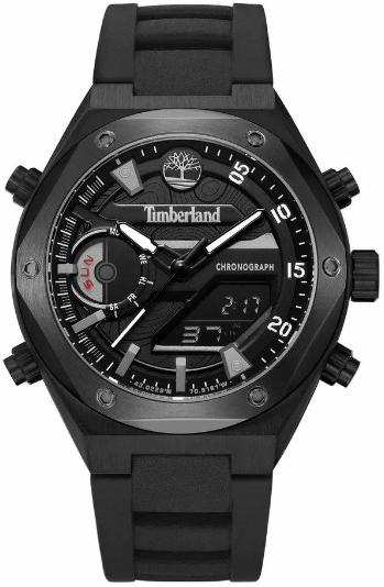 Timberland Herreklokke TDWGP2231401 Abbotville Sort/Gummi Ø45 mm