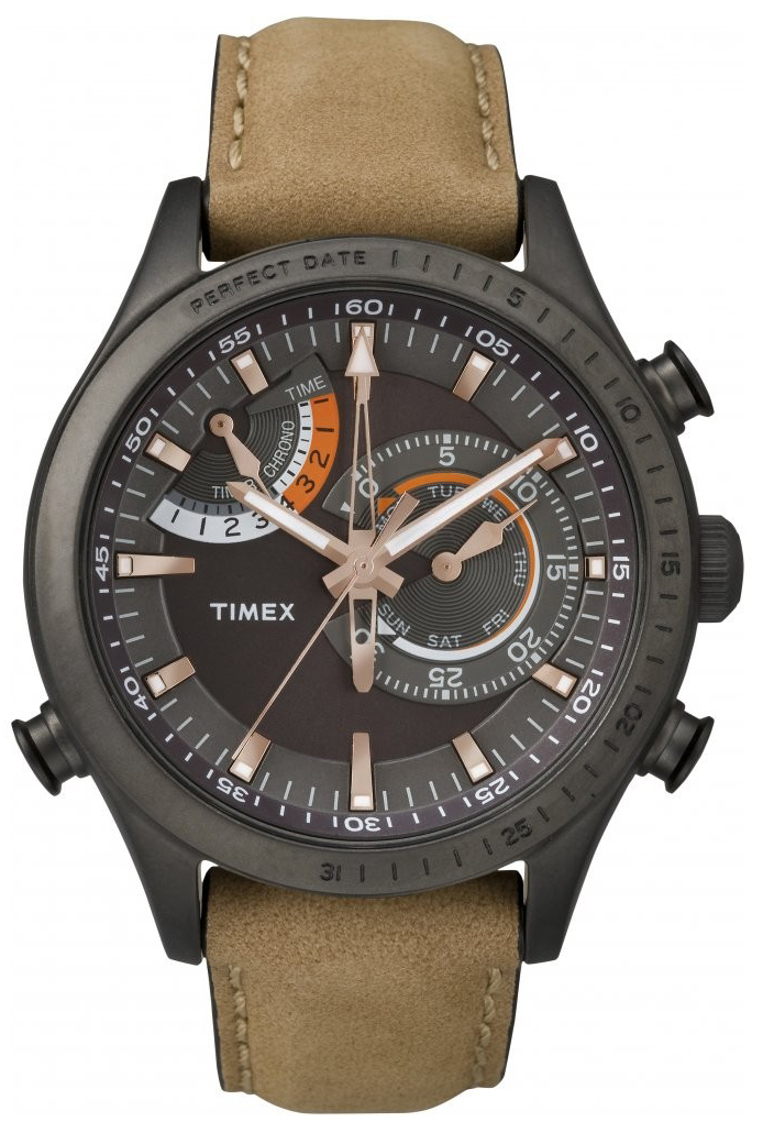 Timex Intelligent Herreklokke TW2P72500 Sort/Lær Ø46 mm