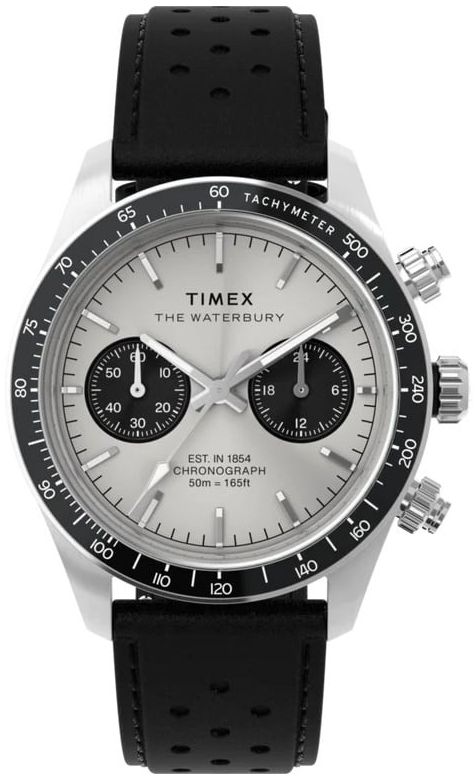 Timex Herreklokke TW2Y19300 The Waterbury Sølvfarget/Lær Ø39 mm