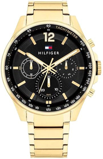 Tommy Hilfiger Herreklokke 1791974 Owen Sort/Gulltonet stål Ø46 mm