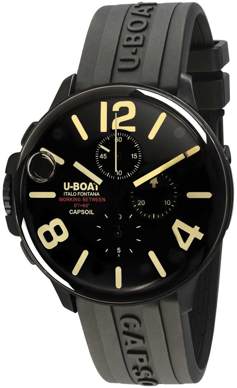 U-Boat Herreklokke 8109/D Capsoil Sort/Gummi Ø45 mm