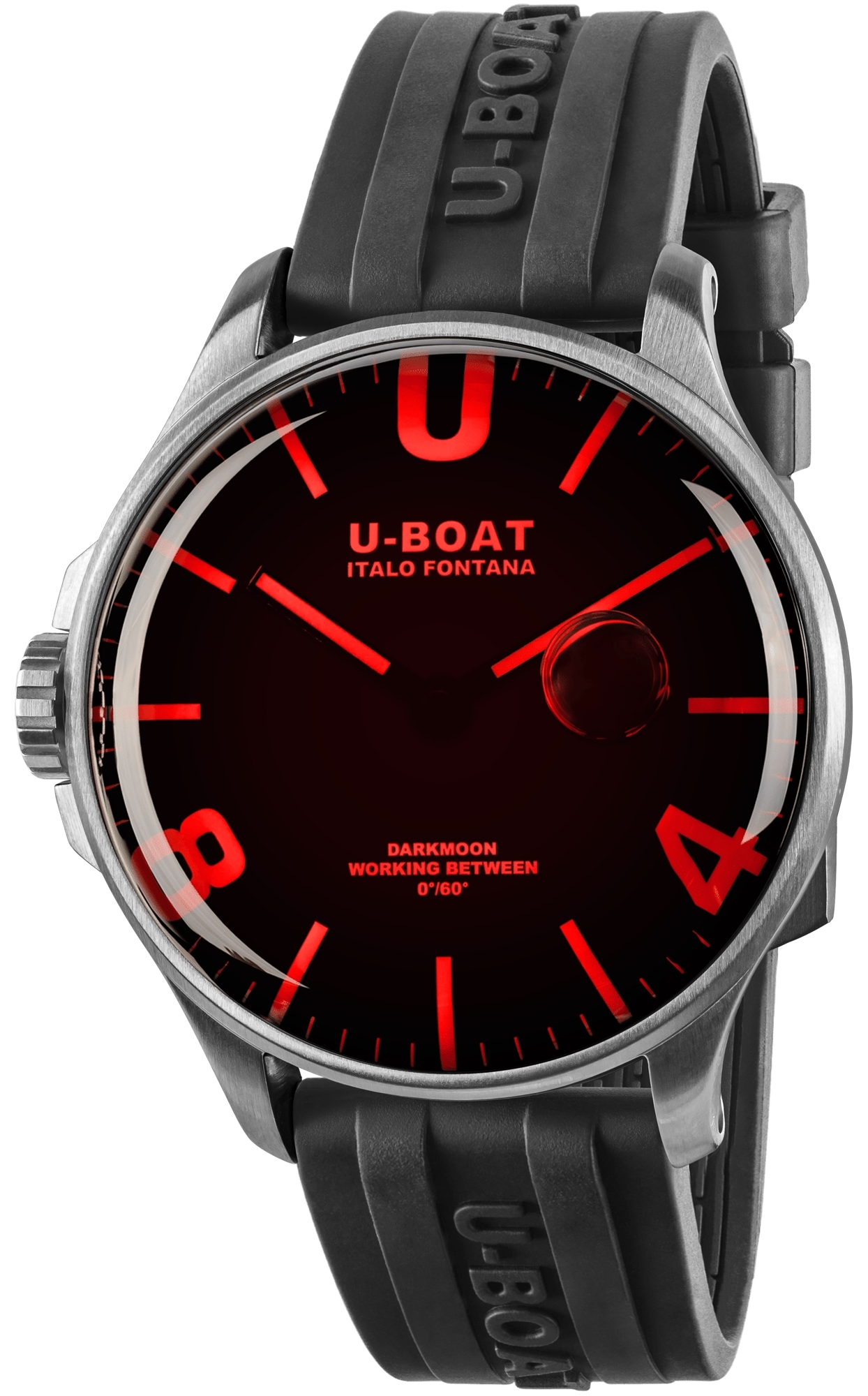 U-Boat Herreklokke 8465/B Darkmoon Rød/Gummi Ø44 mm