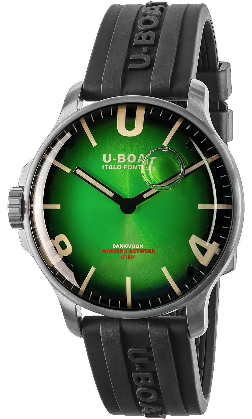 U-Boat Herreklokke 8702/D Darkmoon Grønn/Gummi Ø44 mm