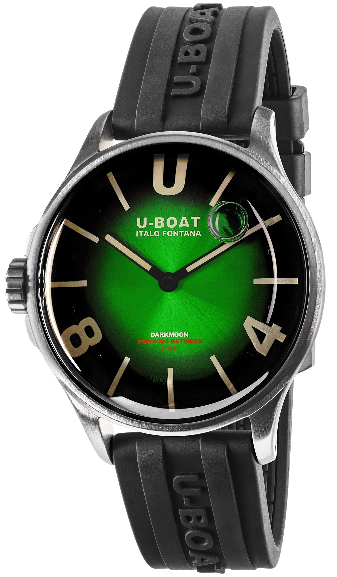 U-Boat Herreklokke 9502/A Darkmoon Grønn/Gummi Ø40 mm