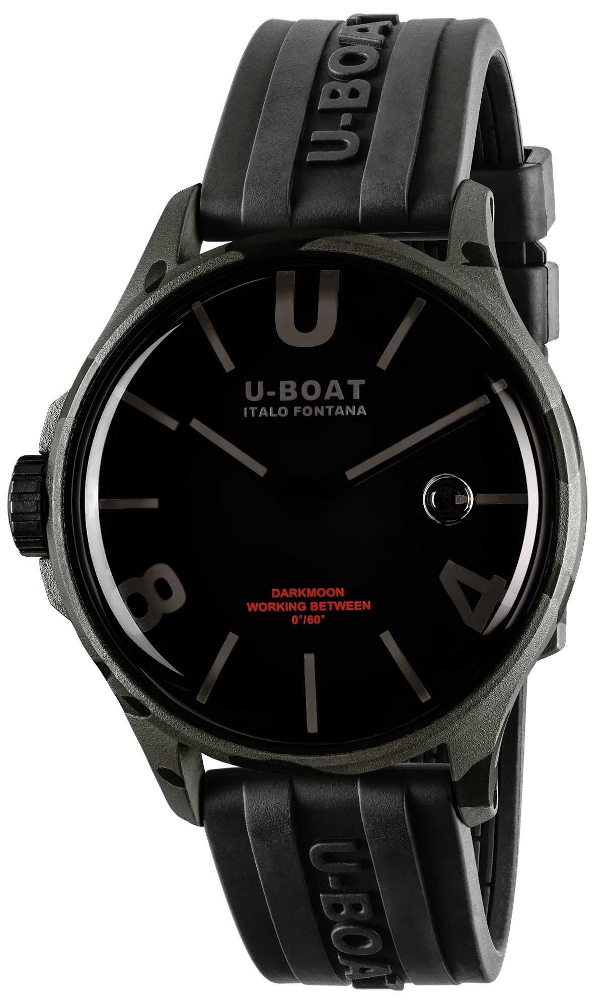 U-Boat Herreklokke 9553 Darkmoon Vintage Sort/Gummi Ø44.8 mm