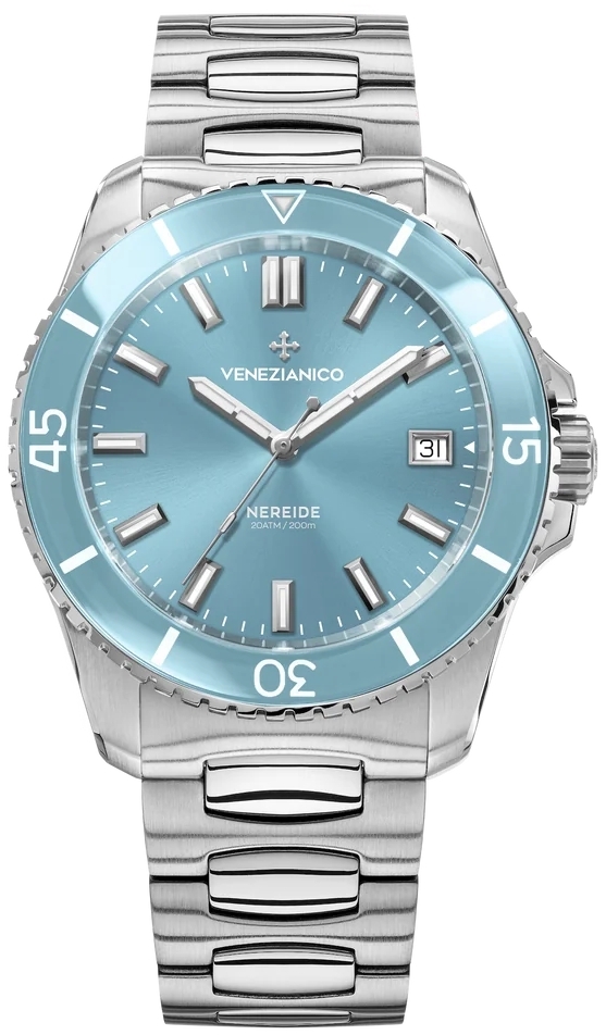 Venezianico Herreklokke 3321515C Nereide Turkis/Stål Ø42 mm