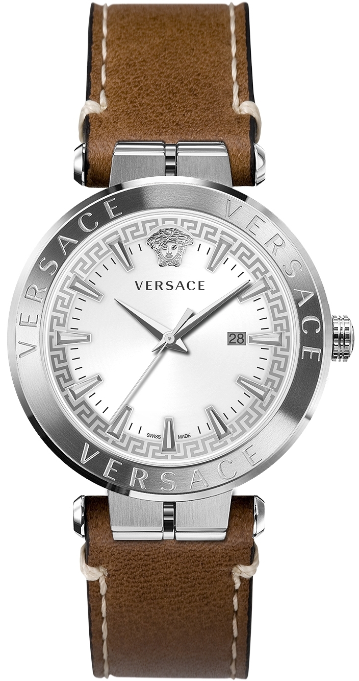 Versace Herreklokke VE2F00121 Aion Sølvfarget/Lær Ø44 mm