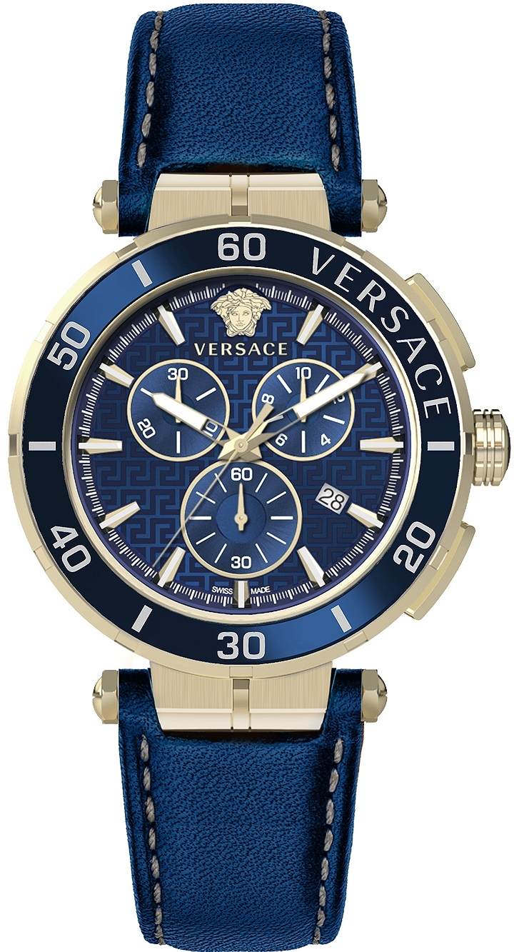 Versace Herreklokke VE3L00322 Greca Blå/Lær Ø45 mm