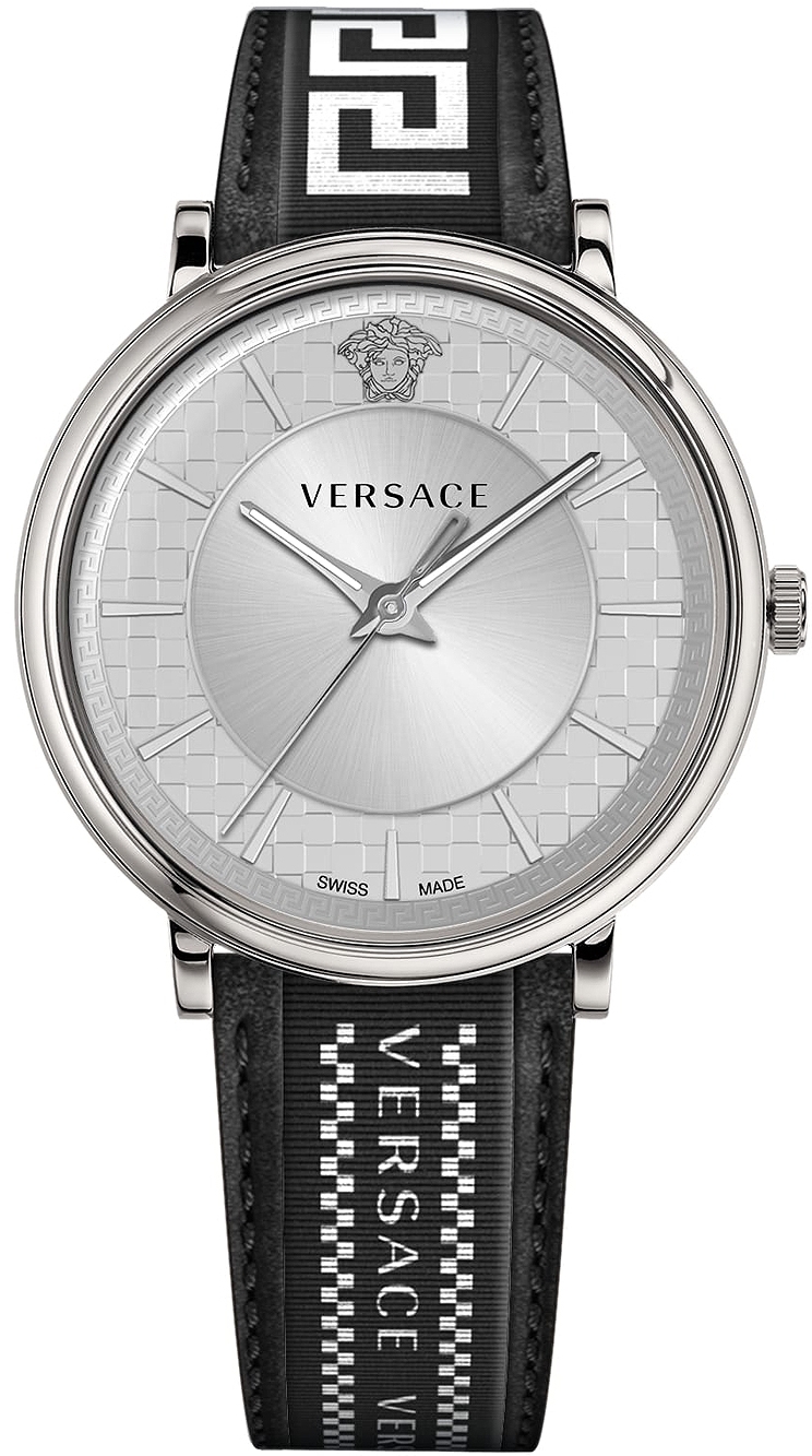 Versace Herreklokke VE5A01021 V Circle Sølvfarget/Lær Ø42 mm
