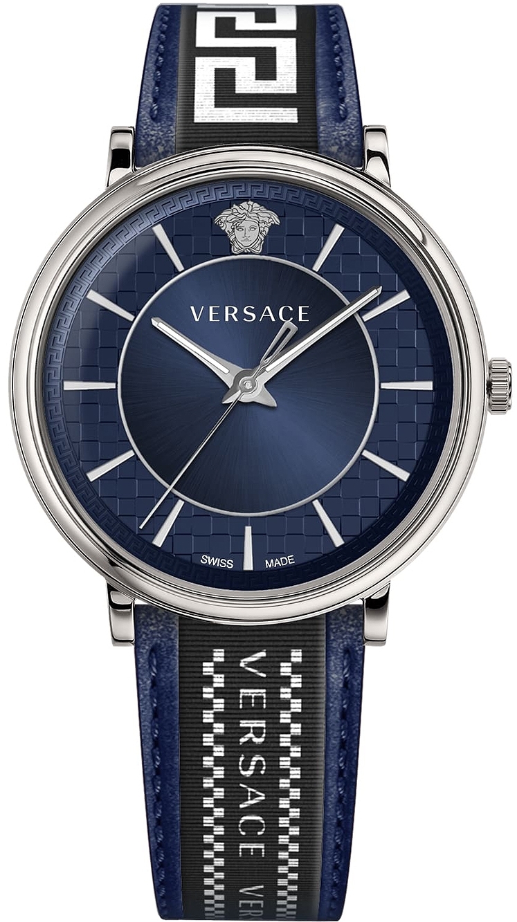 Versace Herreklokke VE5A01121 V Circle Blå/Lær Ø42 mm