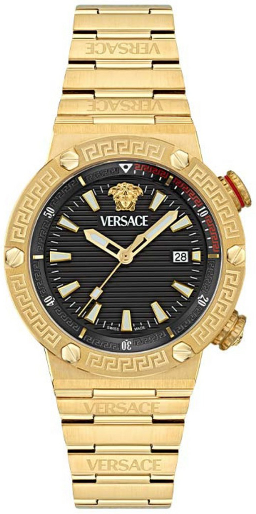 Versace Herreklokke VE8G00624 Greca Logo Sort/Gulltonet stål Ø43 mm