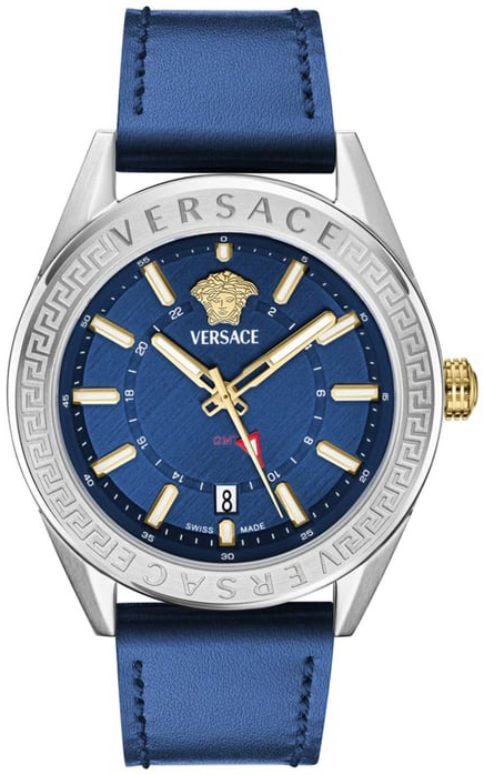 Versace Herreklokke VEAFA0124 V Circle Blå/Lær Ø42 mm