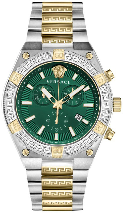 Versace Herreklokke VESO00622 Greca Chrono Grønn/Gulltonet stål