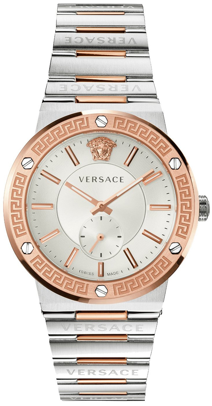 Versace Herreklokke VEVI00923 Greca Logo Sølvfarget/Rose-gulltonet