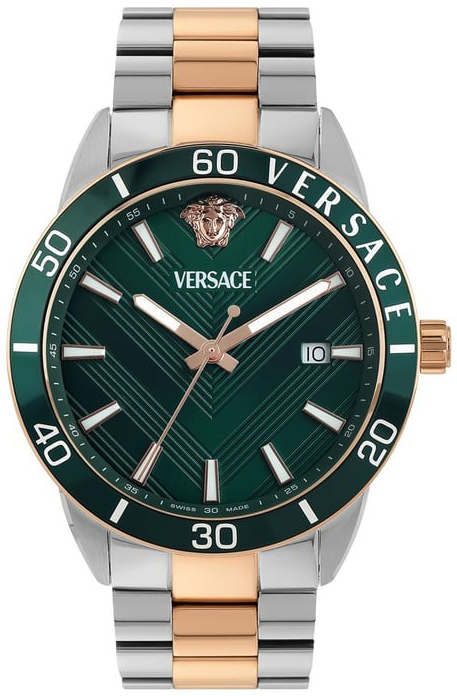 Versace Herreklokke VEYCA0624 Greca Grønn/Rose-gulltonet stål Ø43