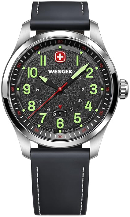 Wenger Herreklokke 01.0541.121 Terragraph Grå/Lær Ø43 mm