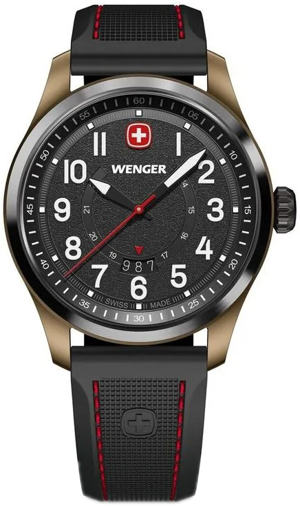 Wenger Herreklokke 01.0541.124 Terragraph Sort/Gummi Ø43 mm