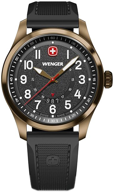 Wenger Herreklokke 01.0541.125 Terragraph Sort/Gummi Ø43 mm