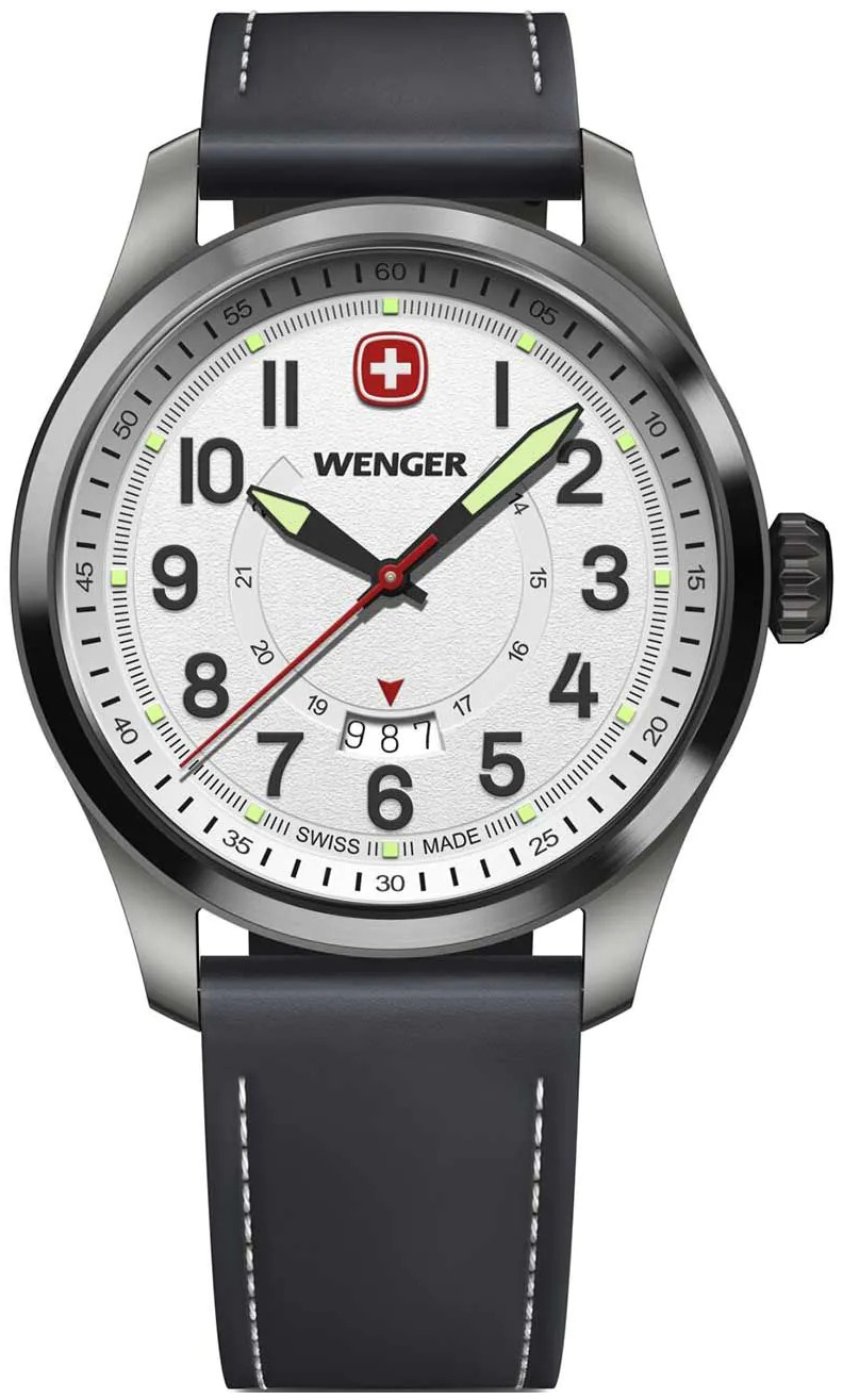 Wenger Herreklokke 01.0541.126 Terragraph Hvit/Lær Ø43 mm