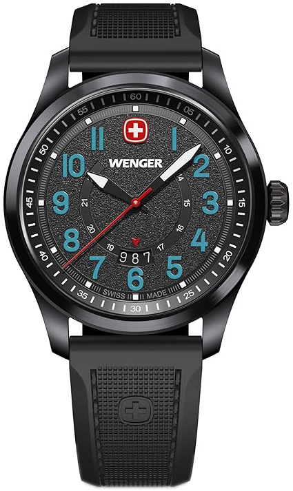Wenger Herreklokke 01.0541.127 Terragraph Sort/Gummi Ø43 mm