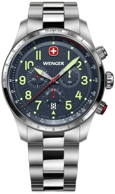 Wenger Herreklokke 01.0543.112 Terragraph Blå/Stål Ø43 mm