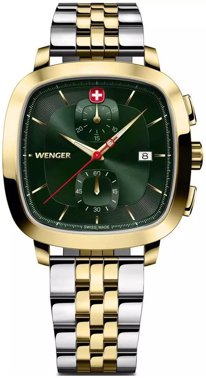 Wenger Herreklokke 01.1933.105 Vintage Grønn/Gulltonet stål