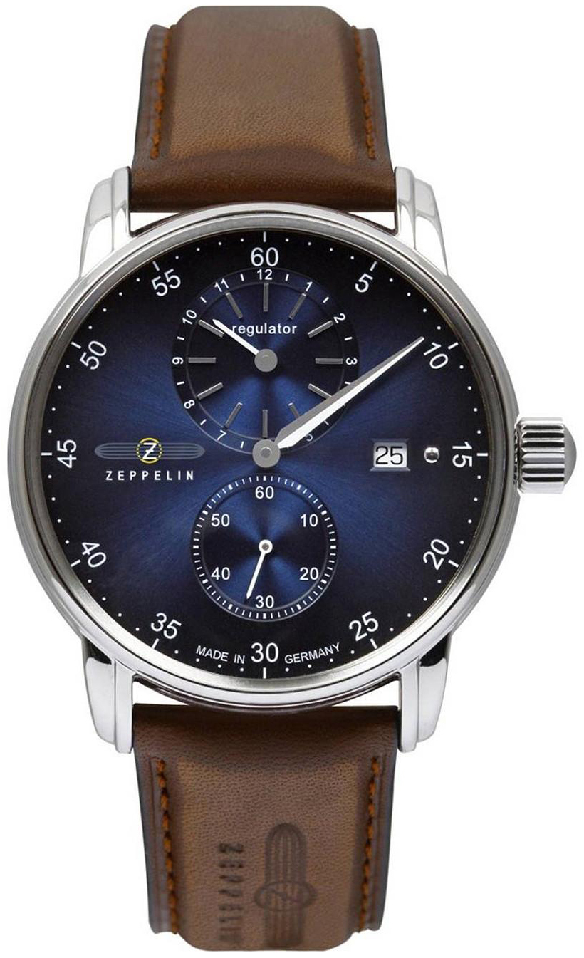 Zeppelin Herreklokke 86223 Captains Line Blå/Lær Ø43 mm