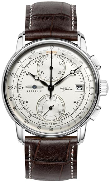 Zeppelin 100 Jahre Herreklokke 86701 Beige/Lær Ø42 mm